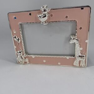 Pink Enamel Silver Baby Photo Album 4x6 Frame Giraffe Teddy Bear Duckling Gift